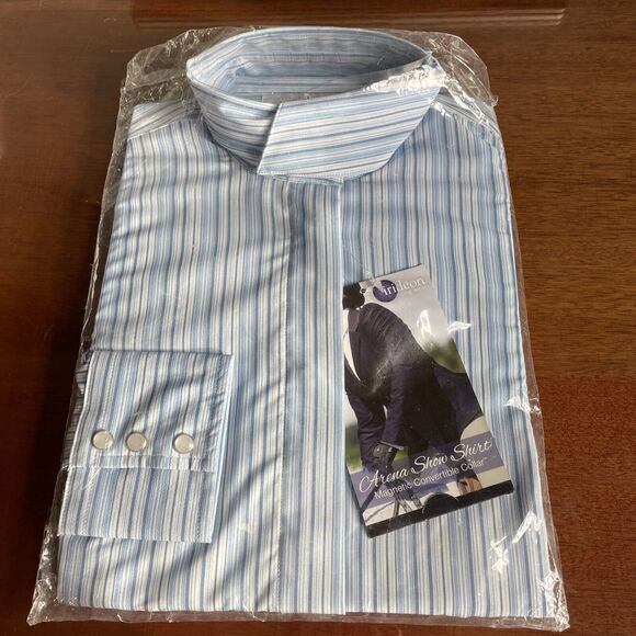 Irideon Striped Arena Show Shirt Long Sleeve Button Up Shirt Equestrian Size 30 - Picture 1 of 4